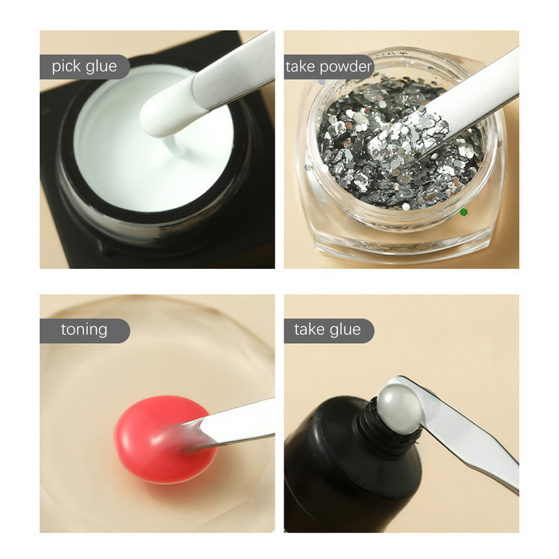 1 db Nail Art keverő rúd rozsdamentes acél akril por folyékony UV gél keverőeszköz spatula tű köröm tartozékok és eszközök