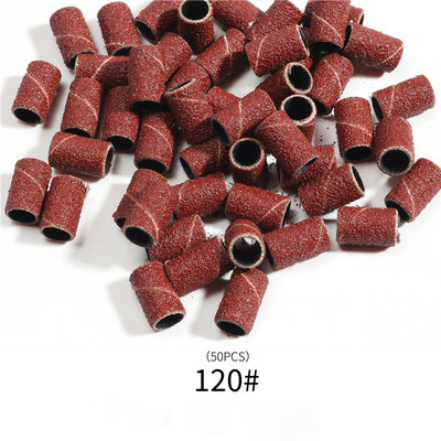50/100/210db Szerelt hengeres csiszolófejek Csiszolóhüvelyek Csiszolósapkaszalagok 80# 120# 180# körömfúró manikűrszerszámokhoz