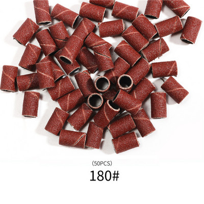 50/100/210db Szerelt hengeres csiszolófejek Csiszolóhüvelyek Csiszolósapkaszalagok 80# 120# 180# körömfúró manikűrszerszámokhoz