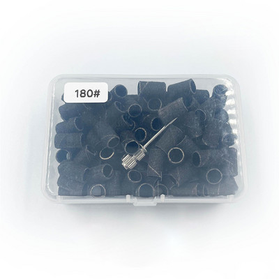 50/100/210db Szerelt hengeres csiszolófejek Csiszolóhüvelyek Csiszolósapkaszalagok 80# 120# 180# körömfúró manikűrszerszámokhoz