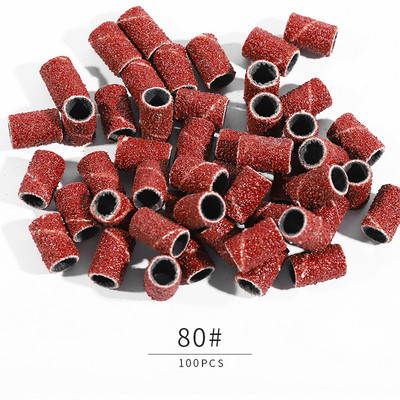 50/100/210db Szerelt hengeres csiszolófejek Csiszolóhüvelyek Csiszolósapkaszalagok 80# 120# 180# körömfúró manikűrszerszámokhoz