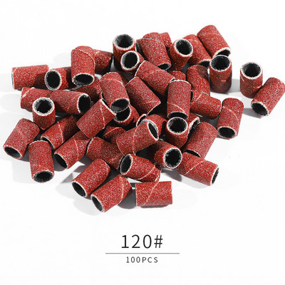 50/100/210db Szerelt hengeres csiszolófejek Csiszolóhüvelyek Csiszolósapkaszalagok 80# 120# 180# körömfúró manikűrszerszámokhoz