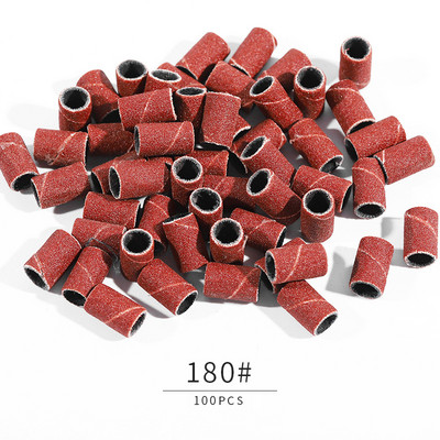 50/100/210db Szerelt hengeres csiszolófejek Csiszolóhüvelyek Csiszolósapkaszalagok 80# 120# 180# körömfúró manikűrszerszámokhoz