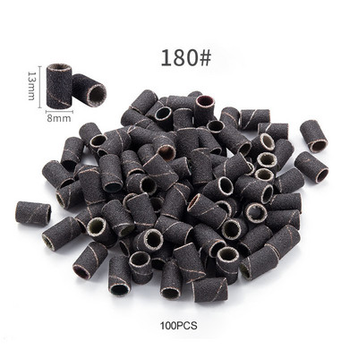 50/100/210db Szerelt hengeres csiszolófejek Csiszolóhüvelyek Csiszolósapkaszalagok 80# 120# 180# körömfúró manikűrszerszámokhoz