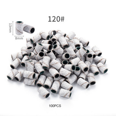 50/100/210db Szerelt hengeres csiszolófejek Csiszolóhüvelyek Csiszolósapkaszalagok 80# 120# 180# körömfúró manikűrszerszámokhoz