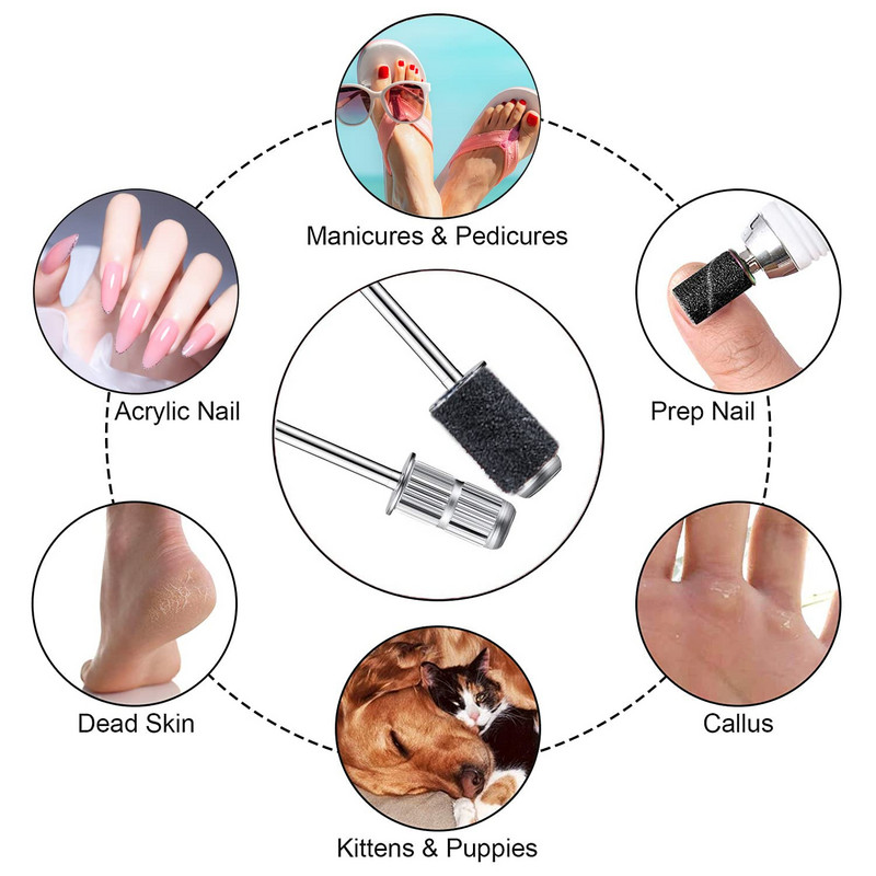 Τρυπάνια μαντρέλας για ταινίες λείανσης 9 τμχ Αντικατάσταση από κεφάλι σε καρφιά 3/32" Σετ φρέζας για μανικιούρ