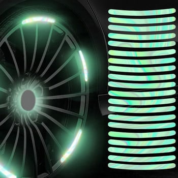 Αυτοκόλλητο πλήμνη τροχού αυτοκινήτου Αυτοκόλλητο με υψηλή ανακλαστική ταινία για μοτοσικλέτα αυτοκινήτου νυχτερινή οδήγηση φωτεινά αυτοκόλλητα γενικής χρήσης