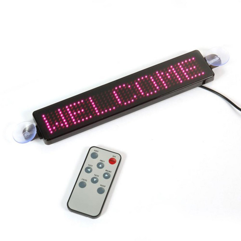 12V autós LED programozható tábla Mozgó görgető üzenet kijelző tábla képernyő 23cm x 5cm x 1cm Autós kiegészítők