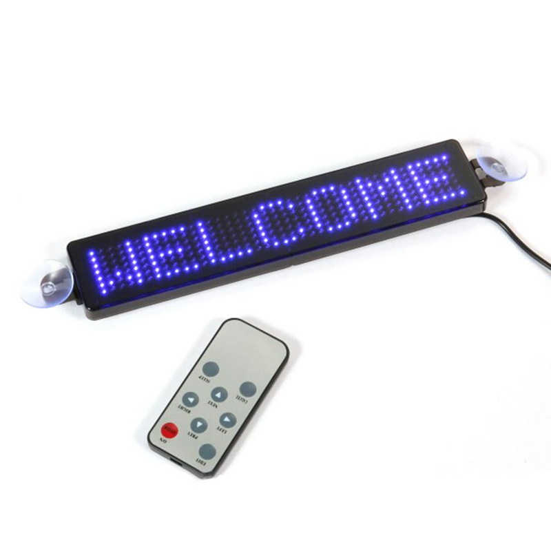 12V autós LED programozható tábla Mozgó görgető üzenet kijelző tábla képernyő 23cm x 5cm x 1cm Autós kiegészítők