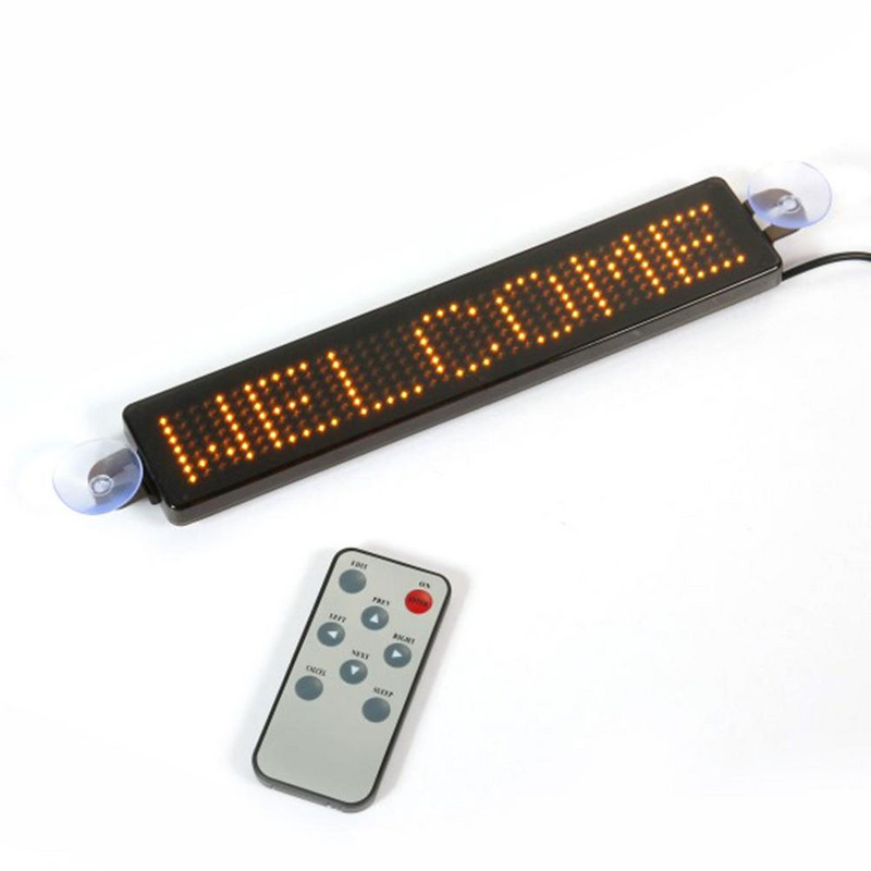 12V autós LED programozható tábla Mozgó görgető üzenet kijelző tábla képernyő 23cm x 5cm x 1cm Autós kiegészítők