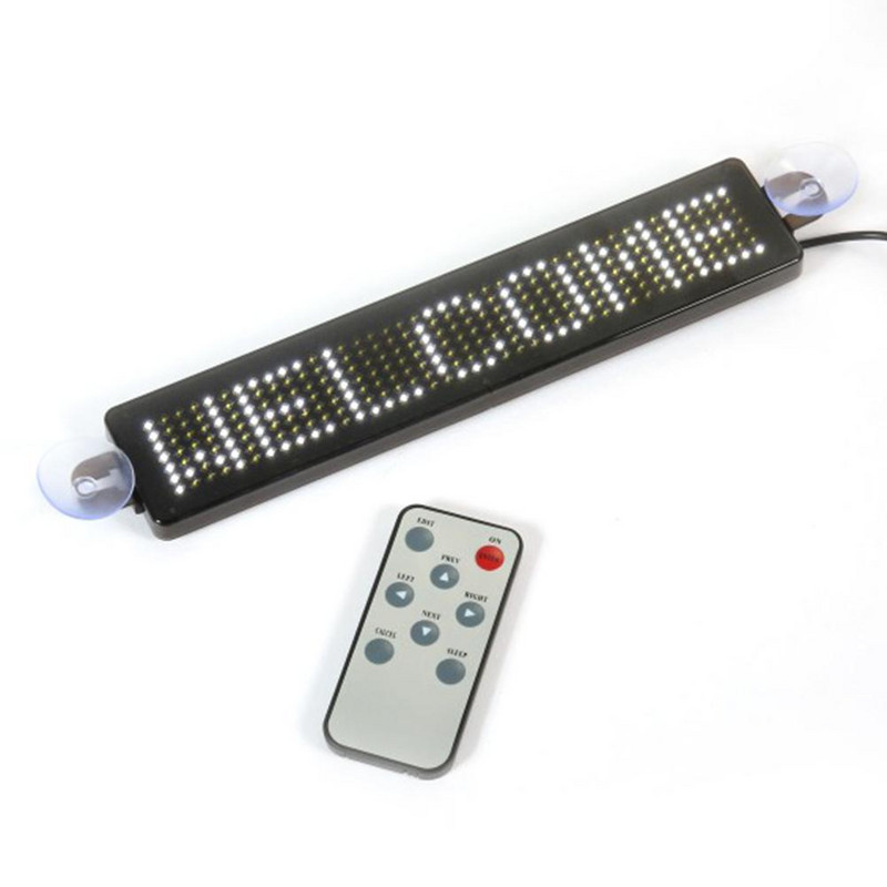 12V autós LED programozható tábla Mozgó görgető üzenet kijelző tábla képernyő 23cm x 5cm x 1cm Autós kiegészítők