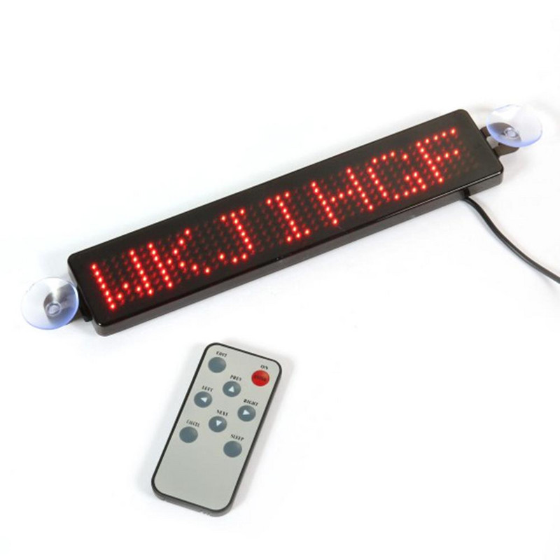 12V autós LED programozható tábla Mozgó görgető üzenet kijelző tábla képernyő 23cm x 5cm x 1cm Autós kiegészítők
