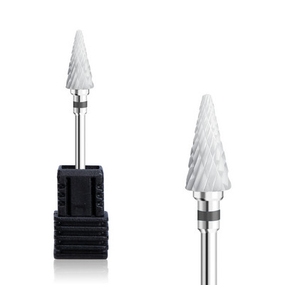 3/32" (2,35 mm) Cuticle Clean biztonsági köröm kerámia fehér keményfém bit elektromos Dremel fúrógéphez Grit XF/F/M/C/XC