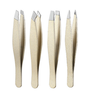 4 τμχ/ παρτίδα Σετ τσιμπιδάκια φρυδιών Σαμπάνια χρυσό τσιμπιδάκι Κλιπ από ανοξείδωτο ατσάλι για αποτρίχωση προσώπου Beautfy Εργαλείο μακιγιάζ