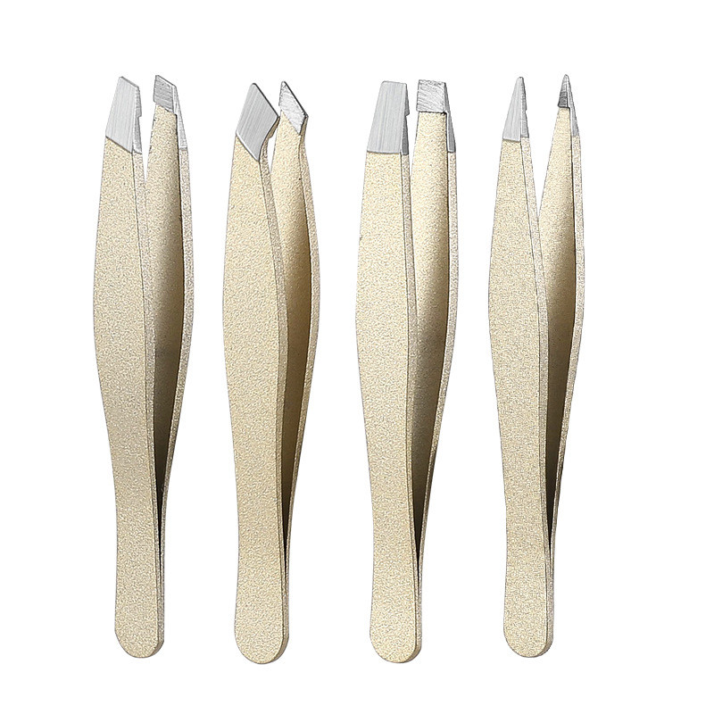 4 τμχ/ παρτίδα Σετ τσιμπιδάκια φρυδιών Σαμπάνια χρυσό τσιμπιδάκι Κλιπ από ανοξείδωτο ατσάλι για αποτρίχωση προσώπου Beautfy Εργαλείο μακιγιάζ