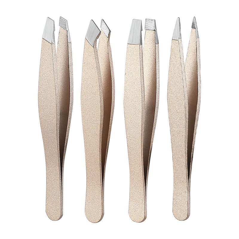 4 τμχ/ παρτίδα Σετ τσιμπιδάκια φρυδιών Σαμπάνια χρυσό τσιμπιδάκι Κλιπ από ανοξείδωτο ατσάλι για αποτρίχωση προσώπου Beautfy Εργαλείο μακιγιάζ