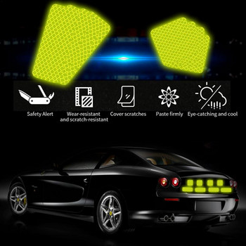 4 τμχ Universal Security Warning Mark Night Driving Lighting Φωτεινή ταινία Ανοιχτά αντανακλαστικά αυτοκόλλητα αυτοκινήτου Αξεσουάρ μοτοσικλέτας αυτοκινήτου