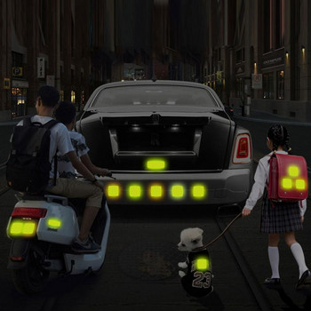 4 τμχ Universal Security Warning Mark Night Driving Lighting Φωτεινή ταινία Ανοιχτά αντανακλαστικά αυτοκόλλητα αυτοκινήτου Αξεσουάρ μοτοσικλέτας αυτοκινήτου