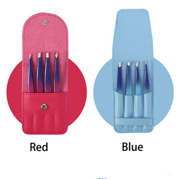4 τμχ τσιμπιδάκι φρυδιών γκλίτερ ντεγκραντέ Ροζ/μπλε Μαλλιά Ομορφιά λεπτές τρίχες Πουλερ Κλιπ φρυδιών με κλίση Εργαλεία αφαίρεσης μακιγιάζ