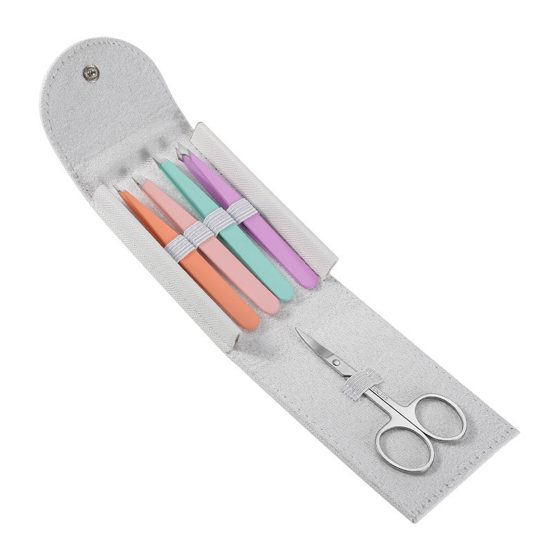 Σετ τσιμπιδάκια φρυδιών 5 τμχ Επαγγελματική μύτη/λοξή μύτη/επίπεδη μύτη από ανοξείδωτο ατσάλι Εργαλείο καλλυντικού μακιγιάζ αποτρίχωσης με τσάντα