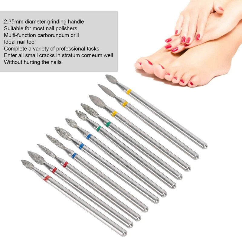 Διαμαντένια τρυπάνια νυχιών 3/32" Φροντίδα για ακρυλικό τζελ για νύχια για ξηρό μανικιούρ Εργαλεία αφαίρεσης σχήματος πεντικιούρ