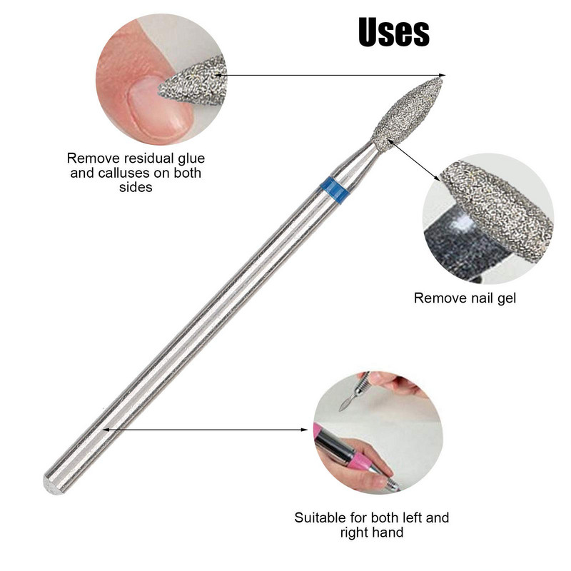 Διαμαντένια τρυπάνια νυχιών 3/32" Φροντίδα για ακρυλικό τζελ για νύχια για ξηρό μανικιούρ Εργαλεία αφαίρεσης σχήματος πεντικιούρ