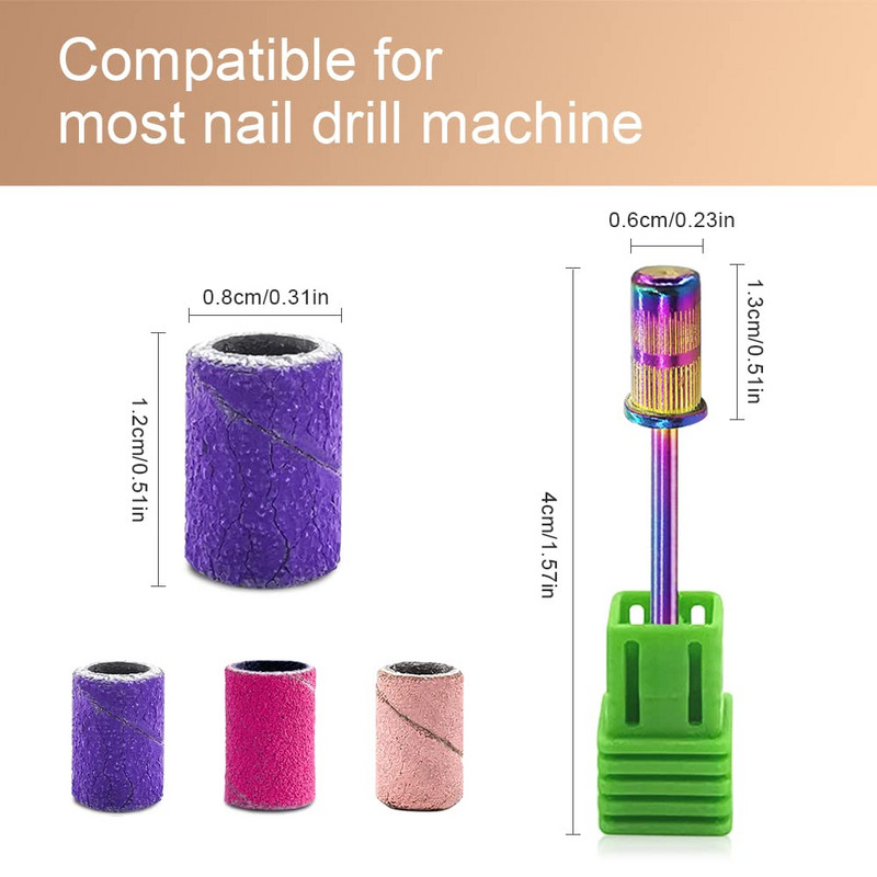 Τρυπάνι λείανσης 50τμχ 3 Χρώματα Efile Ζώνες λείανσης #180 Grit Purple, 120 Grit Pink, 240# Grit Red for Acrylic Nails Drill