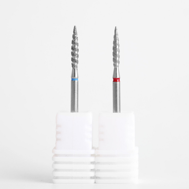 Μύτες φλόγας 3/32" για καρφιά Διαμαντένιες μύτες τρυπανιού νυχιών Σπειροειδής μύτες τριβείου σωματιδίων για εργαλεία καθαρισμού νυχιών με επιδερμίδα
