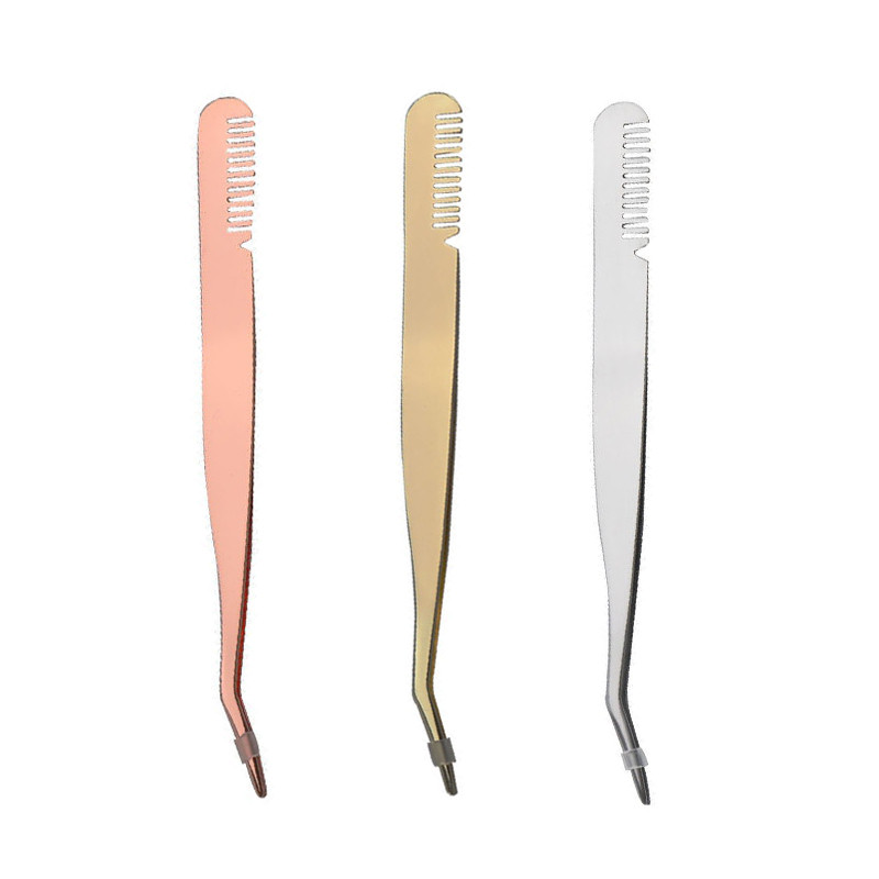 1 τεμ. Λεπτό στόμα από ανοξείδωτο ατσάλι με χτένα τσιμπιδάκι λουλουδιών με κλιπ φρυδιών Εργαλεία μακιγιάζ για βλεφαρίδες ακριβείας εμβολιασμού