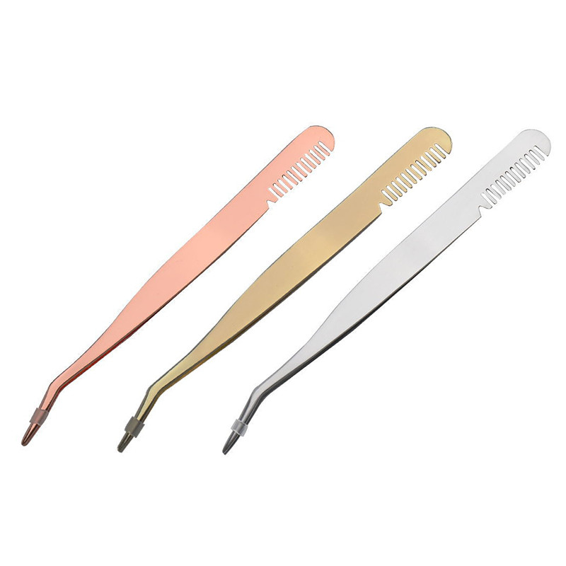 1 τεμ. Λεπτό στόμα από ανοξείδωτο ατσάλι με χτένα τσιμπιδάκι λουλουδιών με κλιπ φρυδιών Εργαλεία μακιγιάζ για βλεφαρίδες ακριβείας εμβολιασμού