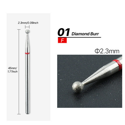 Τρυπάνια επιδερμίδας 3/32" Επαγγελματικά τρυπάνια καθαρισμού επιδερμίδας για τρυπάνια νυχιών Diamond Round Ball Head Cleaner Cuticle Dever