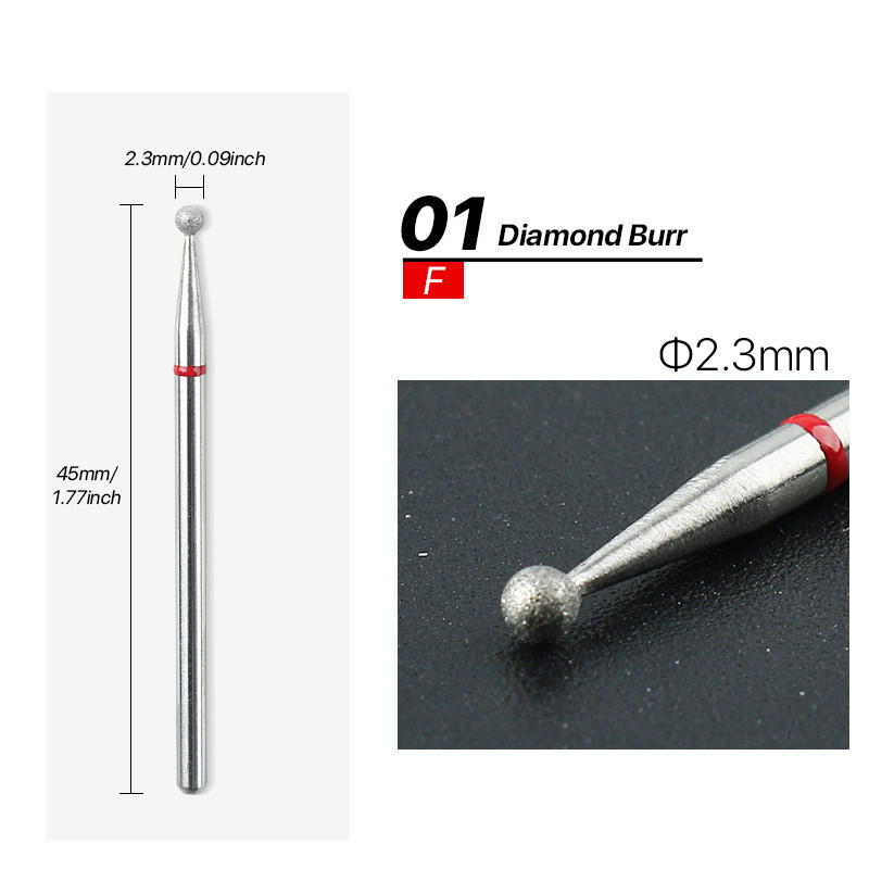 Τρυπάνια επιδερμίδας 3/32" Επαγγελματικά τρυπάνια καθαρισμού επιδερμίδας για τρυπάνια νυχιών Diamond Round Ball Head Cleaner Cuticle Dever