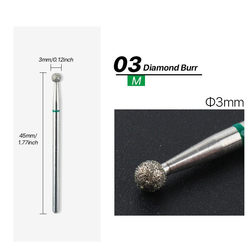 Τρυπάνια επιδερμίδας 3/32" Επαγγελματικά τρυπάνια καθαρισμού επιδερμίδας για τρυπάνια νυχιών Diamond Round Ball Head Cleaner Cuticle Dever