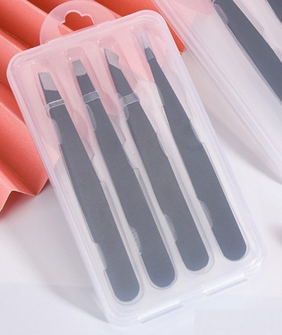 LIZY από ανοξείδωτο ατσάλι 4 τμχ Τσιμπιδάκια φρυδιών Flat Point Slatt Tip Αφαίρεση Μακιγιάζ Επαγγελματικό Κλιπ πένσας για αποτρίχωση