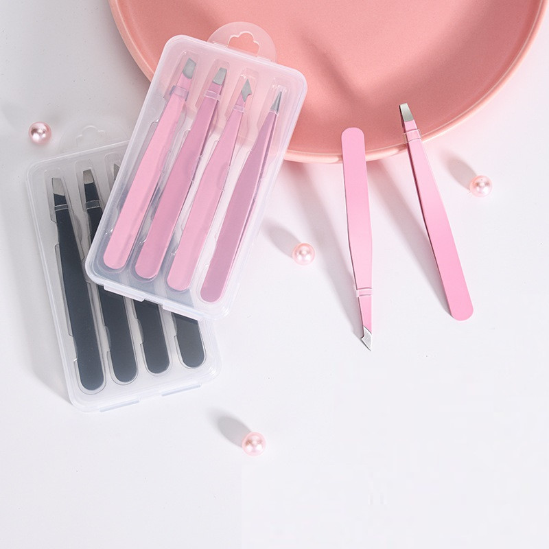 LIZY από ανοξείδωτο ατσάλι 4 τμχ Τσιμπιδάκια φρυδιών Flat Point Slatt Tip Αφαίρεση Μακιγιάζ Επαγγελματικό Κλιπ πένσας για αποτρίχωση