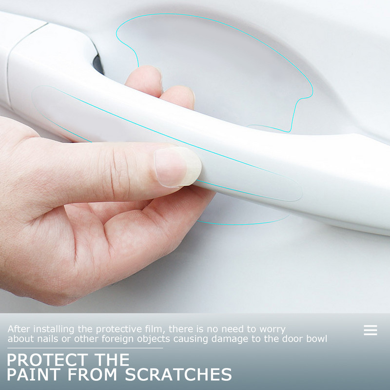 8 gab TPU automašīnas durvju bļoda pret skrāpējumiem uzlīme, caurspīdīga durvju bļoda roktura aizsardzības uzlīme, krāsas virsmas plēve, automašīnas piederumi