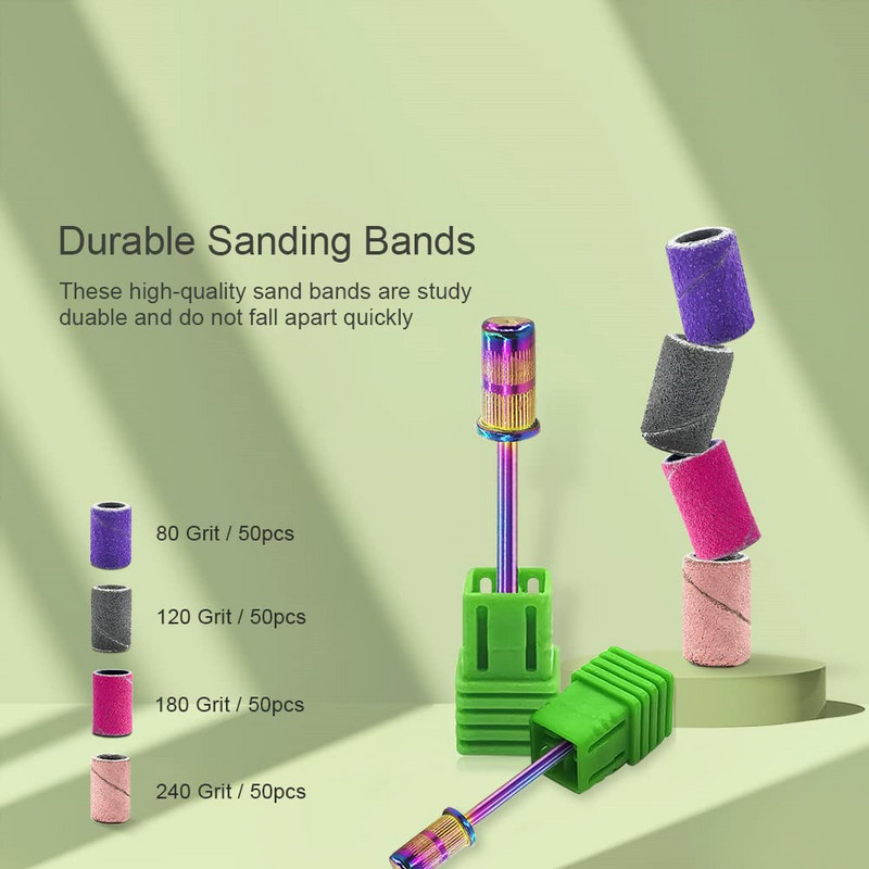 50 τμχ Λυστρές λείανσης νυχιών 4 χρωματιστοί κόκκοι 80/120/180/240 Λίμα νυχιών Rainbow Τρυπάνι νυχιών Μαντρέλι για ακρυλικά νύχια