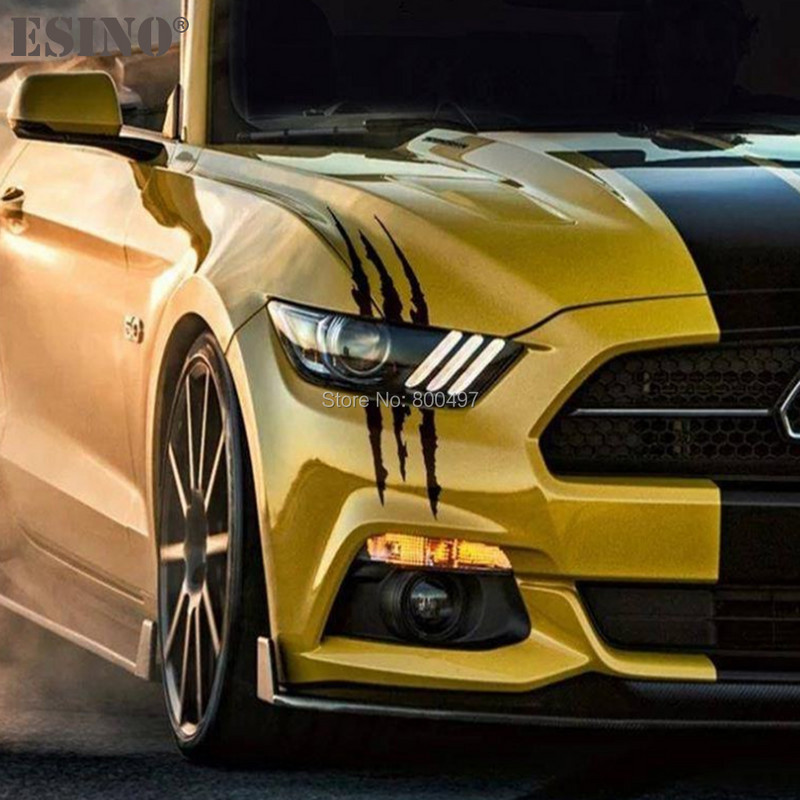 Automašīnu ieveidošanas spoku spīļu skrāpējumu svītru zīmes priekšējo lukturu uzlīme Vinila uzlīme Auto virsbūves dekoratīvās uzlīmes PVC grebuma vinila uzlīme