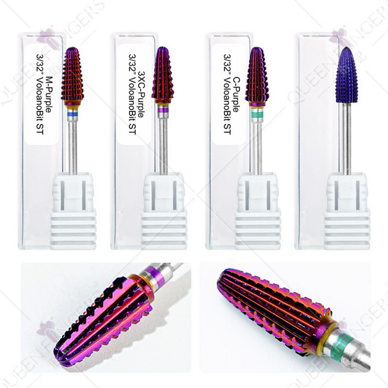 Τρυπάνι 3/32" Purple Tornado Nail Carbide - Γρήγορη αφαίρεση για ακρυλικό ή σκληρό τζελ αφαίρεσης επαγγελματικό περιστροφικό μανικιούρ πεντικιούρ