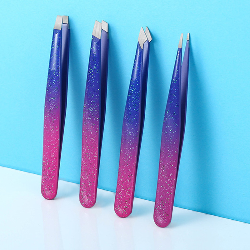 1 Σετ τσιμπιδάκια φρυδιών από ανοξείδωτο ατσάλι Gradient Glitter για νάρθηκες προσώπου / εσώρουχων μαλλιών Εργαλεία αφαίρεσης τρίχας φρυδιών