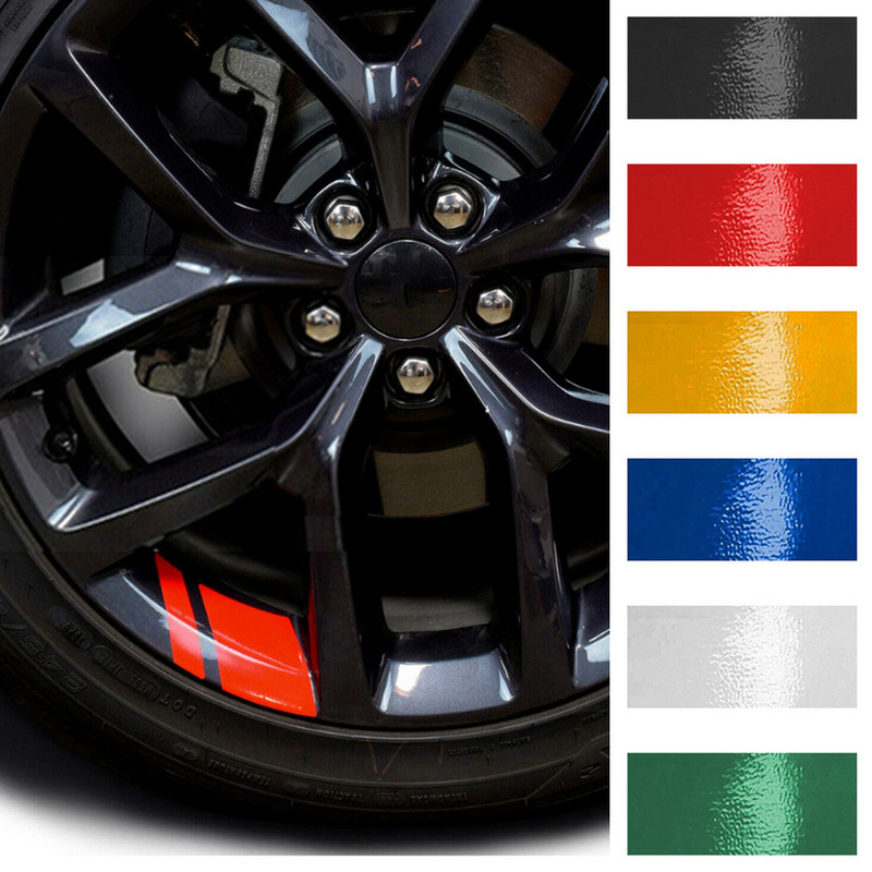 6 kom. Reflektirajuće Vinilne naljepnice za naplatke kotača automobila Hash Mark Stripe Naljepnice za glavčine trkaćih kotača za veličinu 18" - 21" ukrasne naljepnice