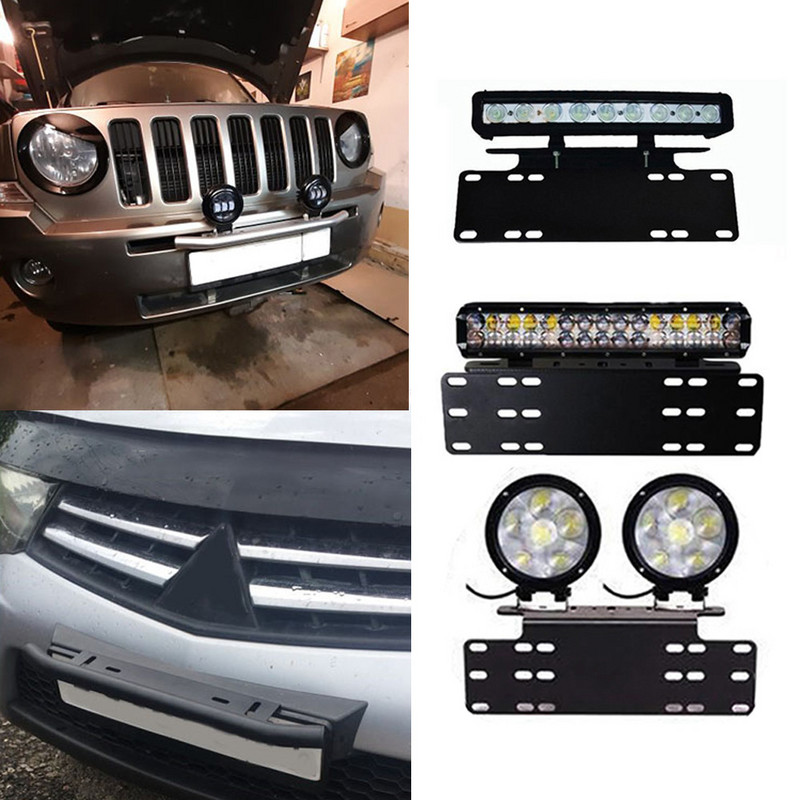 Automobilio valstybinio numerio laikiklis rėmo lentelės numerio montavimas LED darbo šviesos juostos buferio laikiklis, skirtas universaliems 4x4 visureigių automobilių priedams