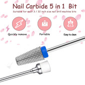 5 viename nagų antgalis Daugiafunkcinis korpuso nagų grąžtas su 2,35 mm nagų šepetėlio antgaliu, skirtas greitai nuvalyti odelę