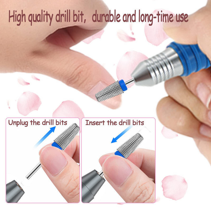 5 viename nagų antgalis Daugiafunkcinis korpuso nagų grąžtas su 2,35 mm nagų šepetėlio antgaliu, skirtas greitai nuvalyti odelę