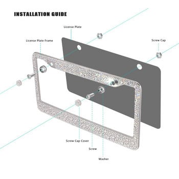 Bling Crystal License Plate Frame Women Luxury Handcrafted Rhinestone Car Ram Plate с бутон за запалване за камион САЩ Канада