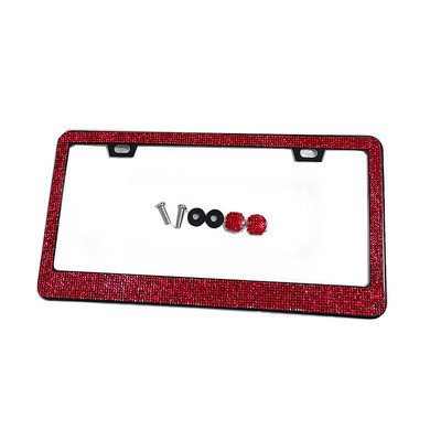 Bling Crystal valstybinio numerio ženklo rėmas moterims prabangus rankų darbo kalnų krištolinis automobilio rėmas su uždegimo mygtuku, skirtas JAV Kanados sunkvežimiui