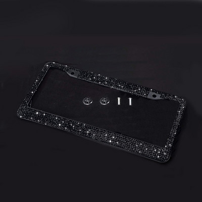 Bling Crystal valstybinio numerio ženklo rėmas moterims prabangus rankų darbo kalnų krištolinis automobilio rėmas su uždegimo mygtuku, skirtas JAV Kanados sunkvežimiui