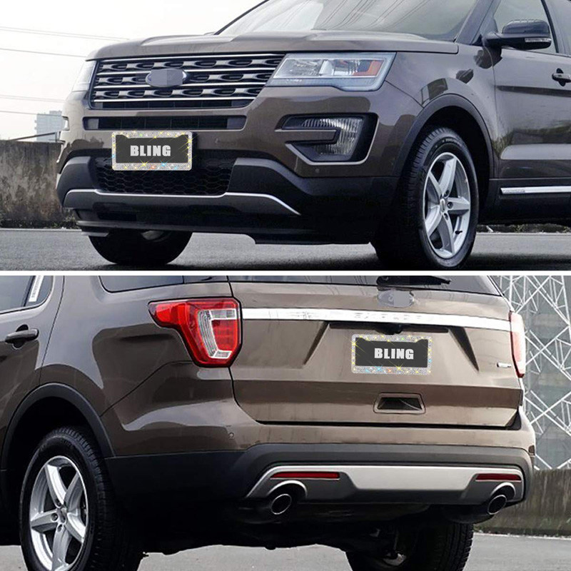 Bling Crystal valstybinio numerio ženklo rėmas moterims prabangus rankų darbo kalnų krištolinis automobilio rėmas su uždegimo mygtuku, skirtas JAV Kanados sunkvežimiui