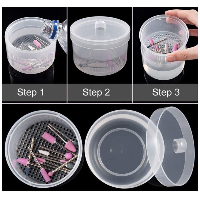 Plastična kutija za sterilizator Posuda za svrdla za nokte Čista posuda za sterilizaciju Lonac Pedikura Manikura Spremnik za pohranu alata za nail art