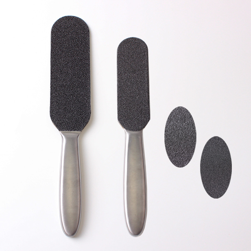 Dvostrana turpija za stopala od nehrđajućeg čelika za pedikuru s 10 komada uklonjivog papira za suho brušenje Sredstvo za uklanjanje tvrde kože Alati za njegu stopala za pedikuru